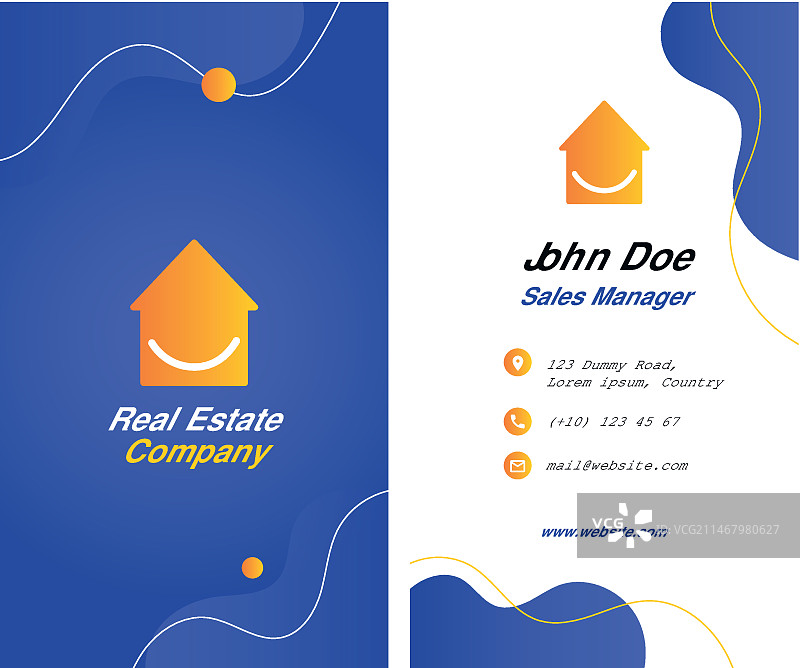 渐变房地产竖版名片图片素材