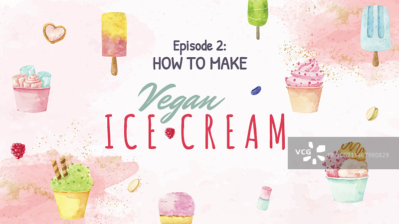 水彩美食YouTube缩略图图片素材