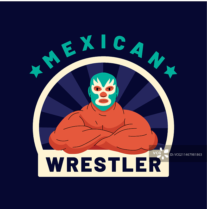 墨西哥摔跤手Logo设计模板图片素材