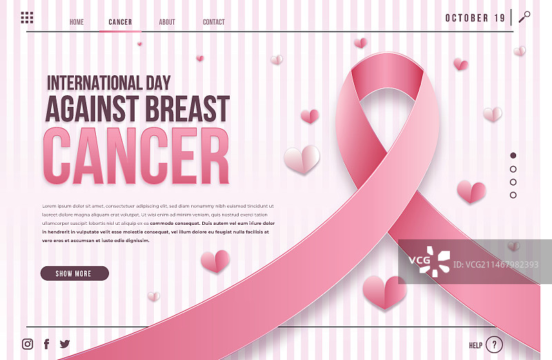 国际乳腺癌防治日渐变落地页模板图片素材