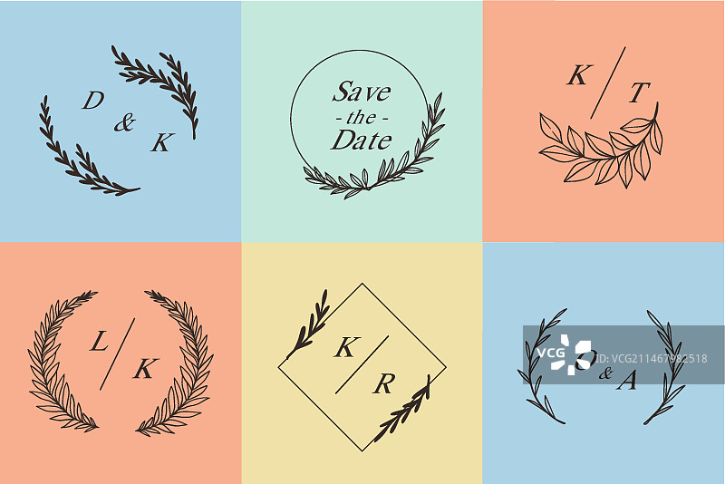 彩色婚礼字母组合包图片素材