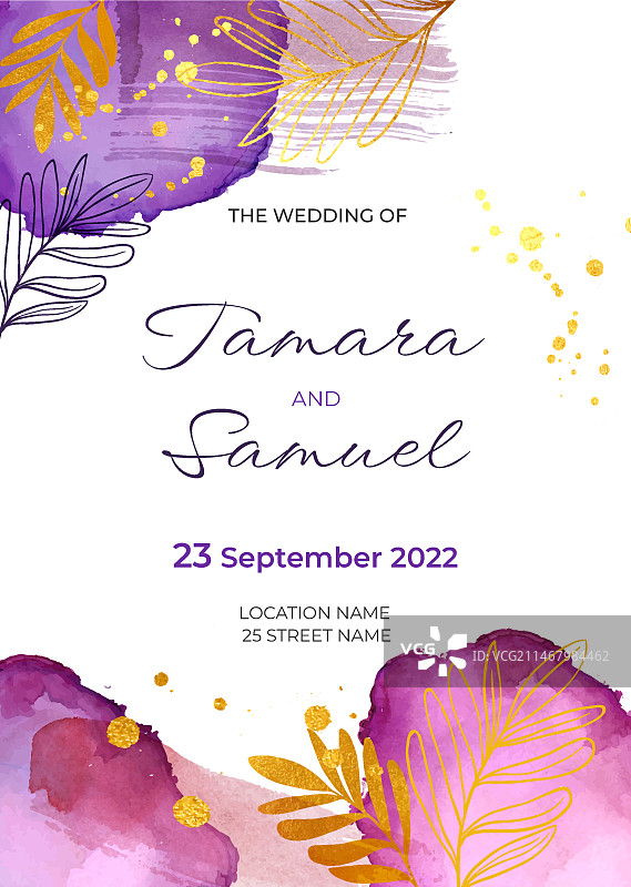 手绘水彩婚礼海报图片素材