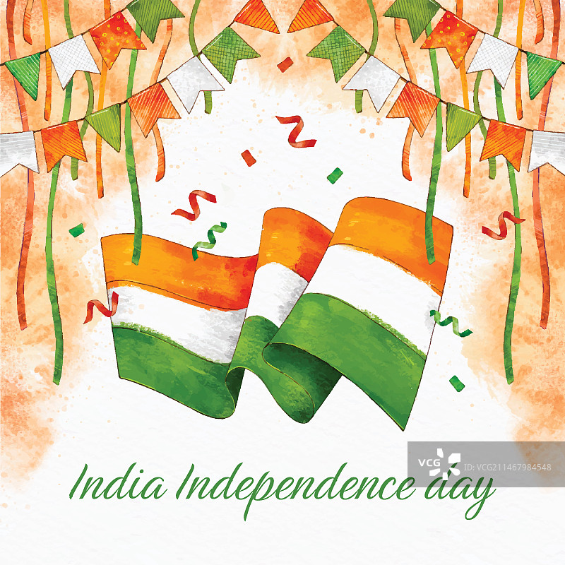 渐变印度独立日插画图片素材