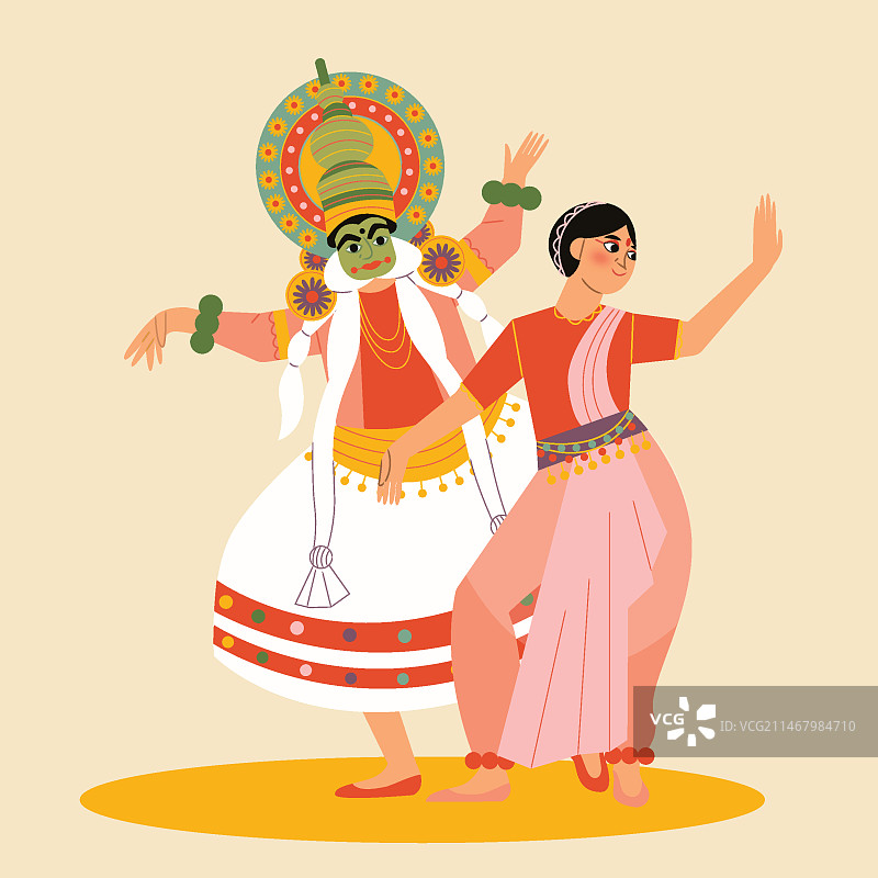 奥南节扁平风格插画图片素材