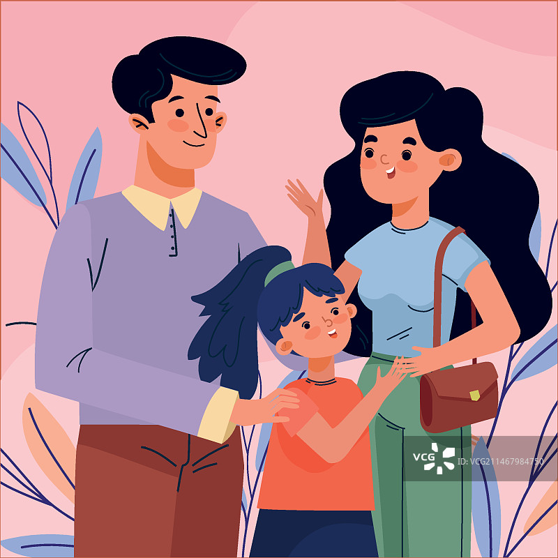 手绘国际家庭日插画图片素材