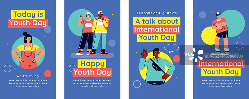 扁平风格国际青年日Instagram故事合集图片素材