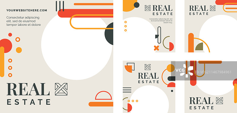 扁平风格抽象几何房地产Instagram帖子图片素材