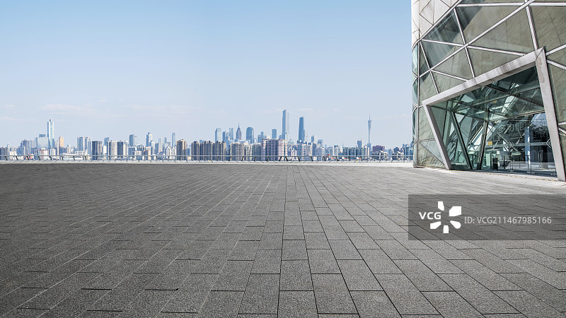 现代城市建筑广场和城市天际线背景图图片素材