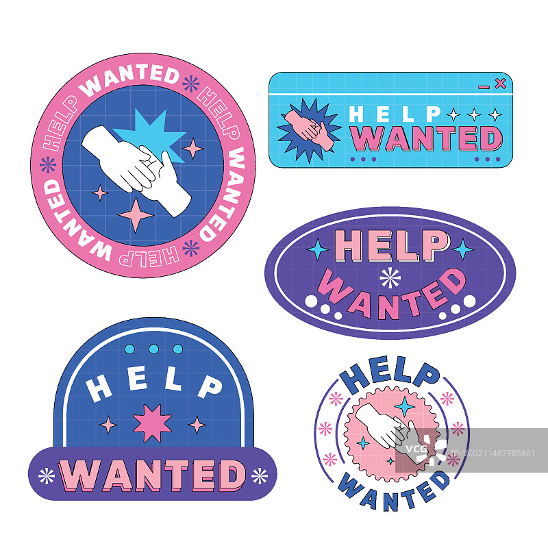 手绘招聘信息标签合集图片素材