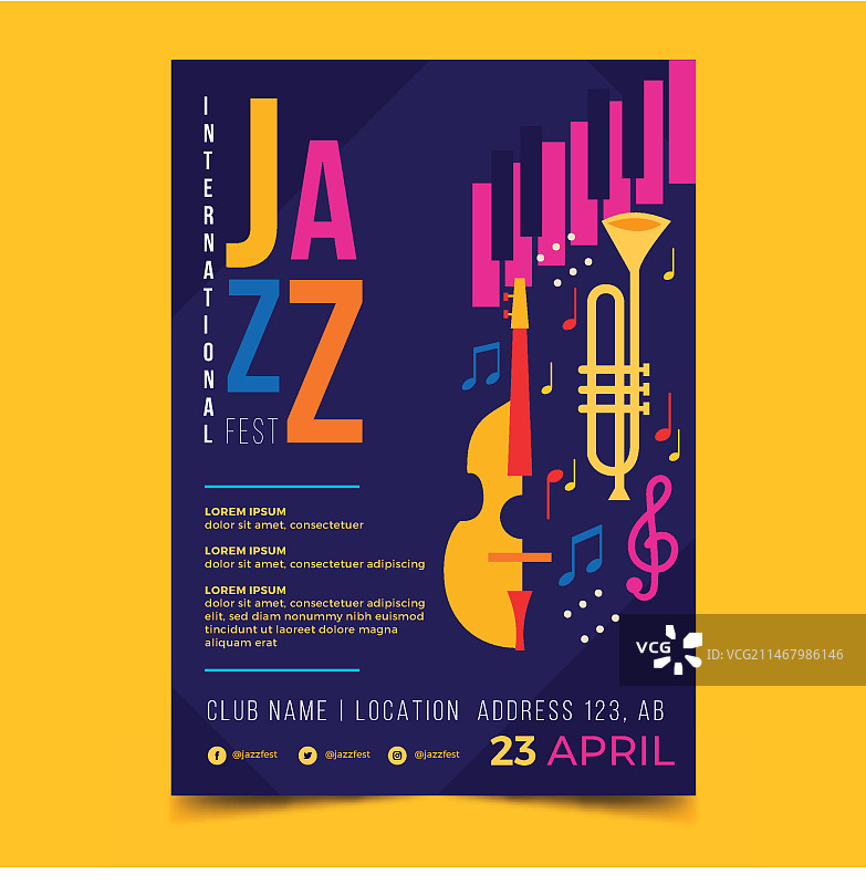 国际爵士乐日宣传单模板图片素材