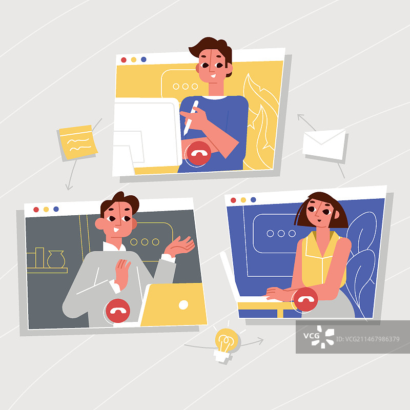 在线办公人物插画图片素材