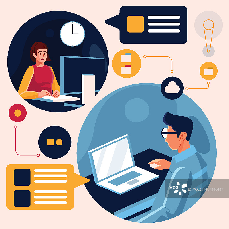 远程办公概念插画图片素材