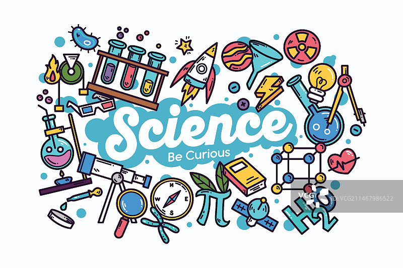 手绘彩色科学教育背景图片素材