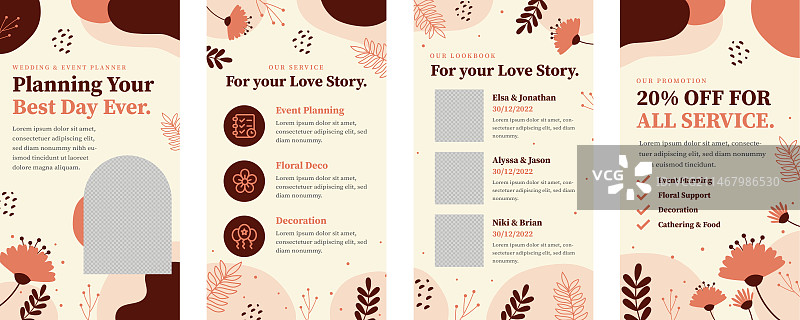 扁平风格花卉婚礼Instagram快拍图片素材