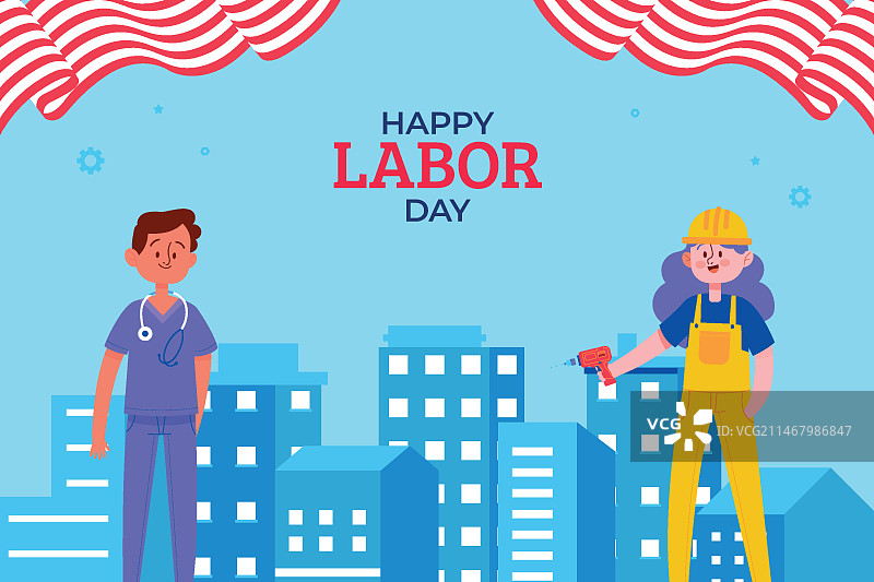 扁平风格劳动节背景图片素材