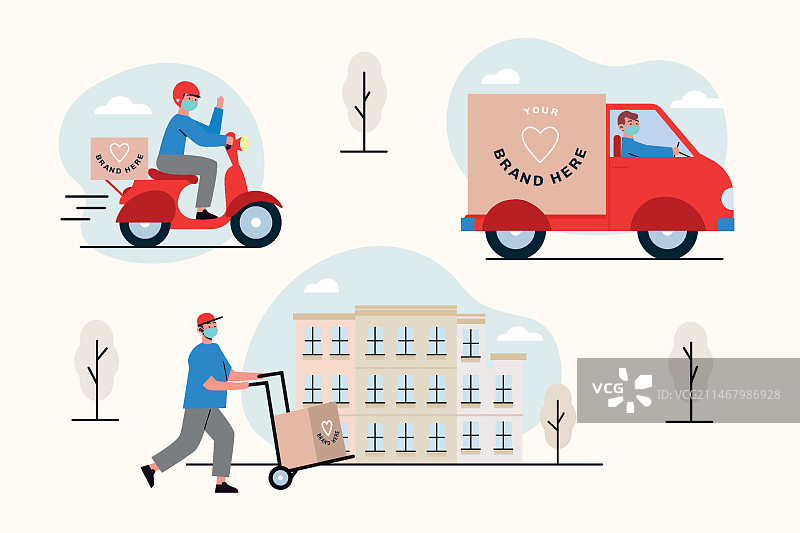 厢式货车里的送货员图片素材