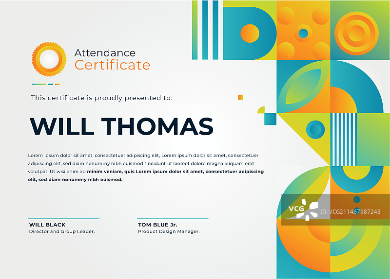 渐变马赛克证书模板图片素材