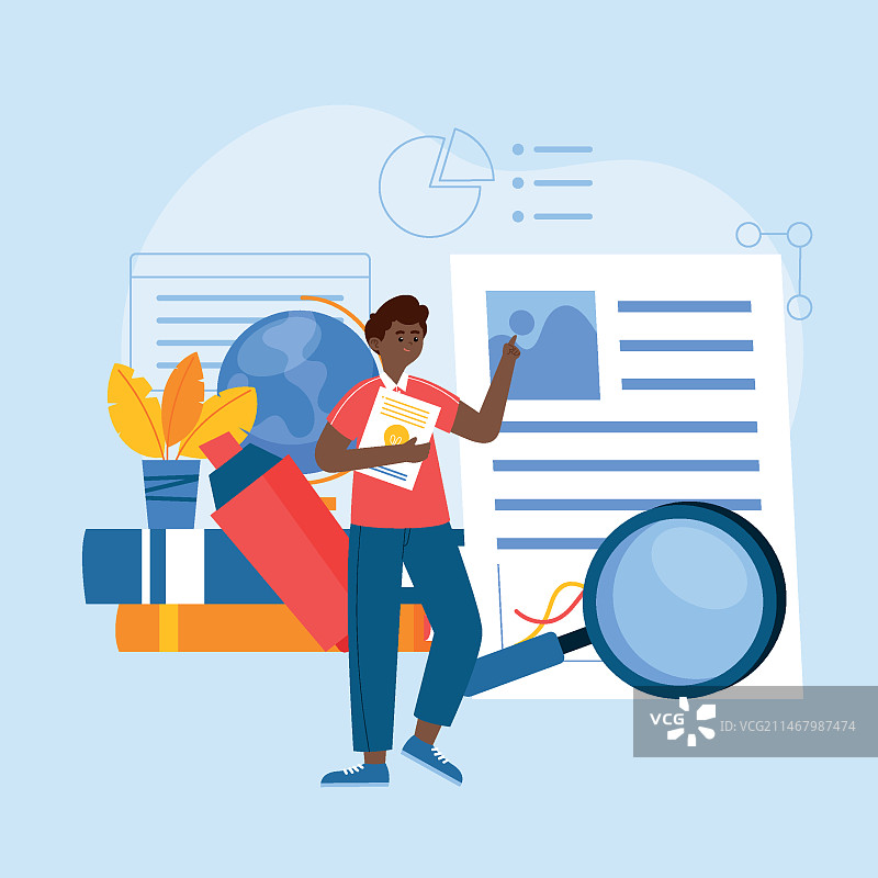 手绘扁平案例研究概念图片素材