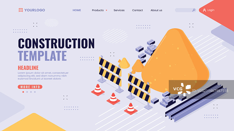 建筑领域渐变着陆页模板图片素材