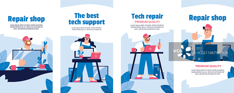 扁平风汽车修理店Instagram快拍合集图片素材