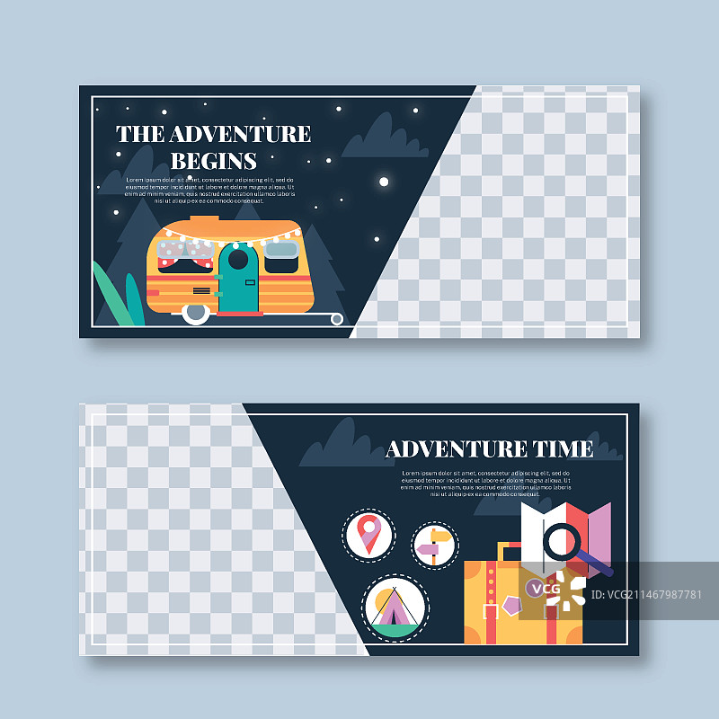 带照片的扁平风探险banner图片素材