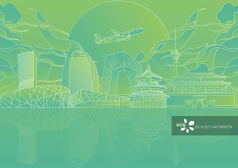 北京地标集合绿水青山图片素材