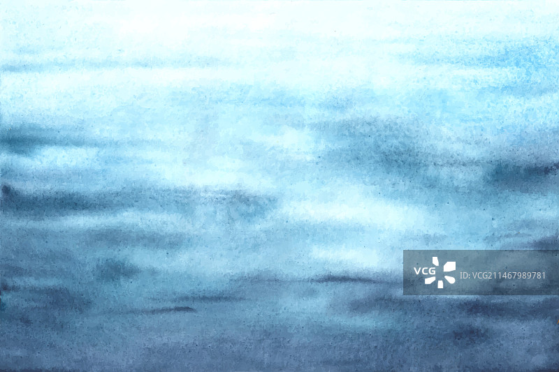水彩海蓝色波浪背景图片素材