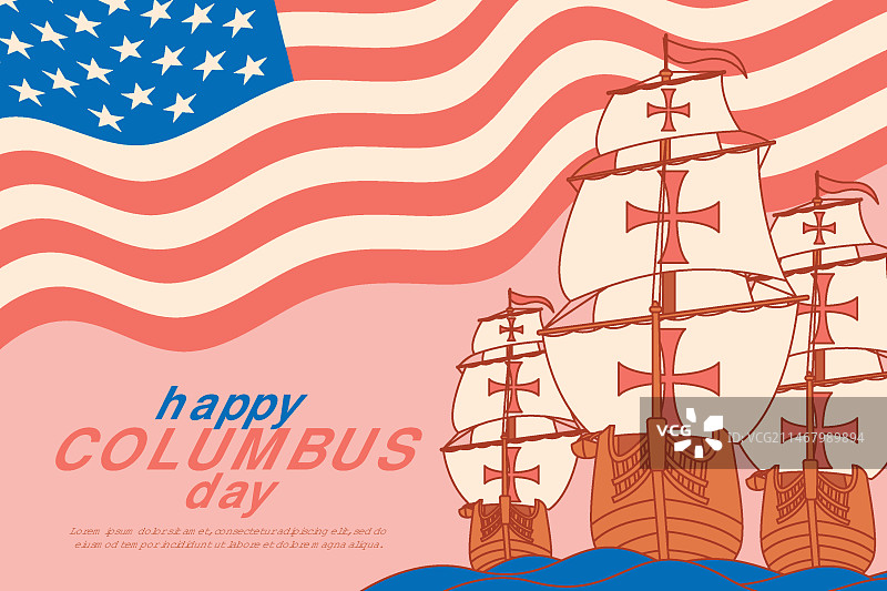 手绘扁平风格哥伦布日背景图片素材