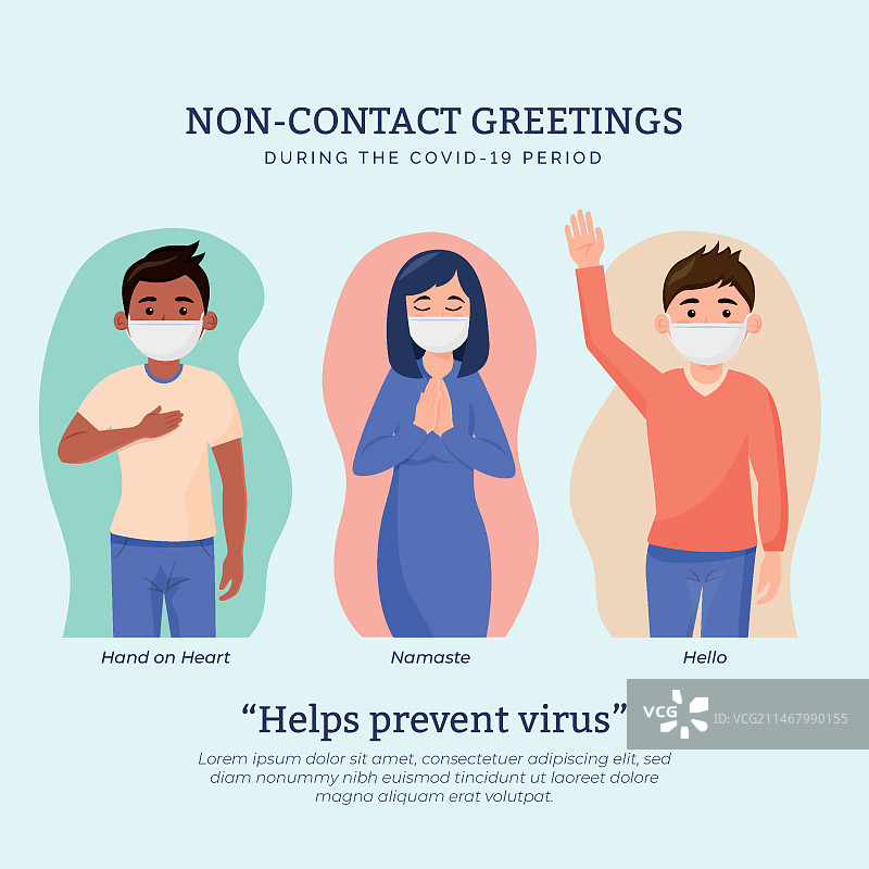 非接触式问候插图图片素材