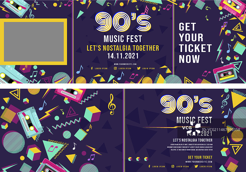 90年代怀旧音乐节横幅图片素材