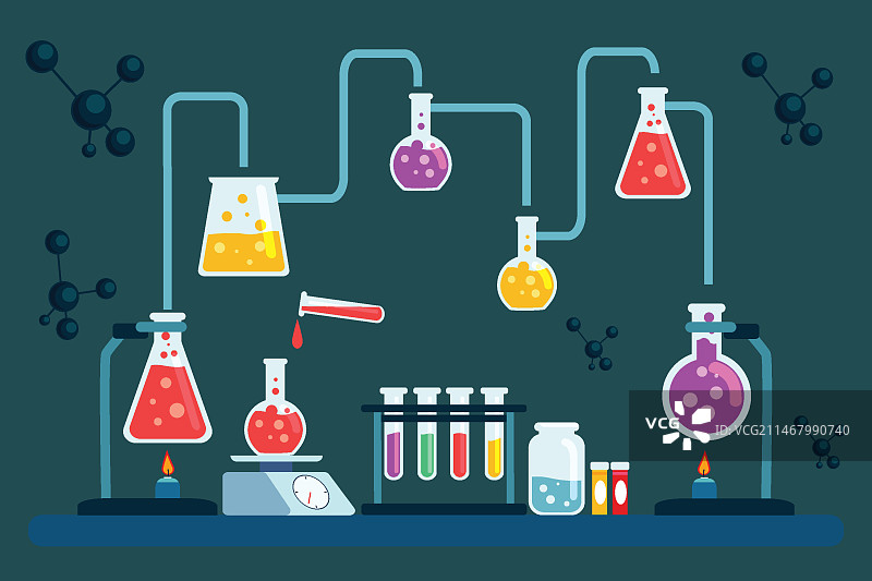 手绘科学实验室仪器原子素材图片素材