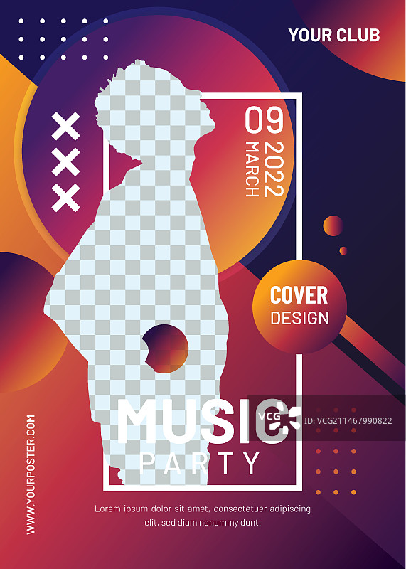 带照片的孟菲斯音乐海报图片素材