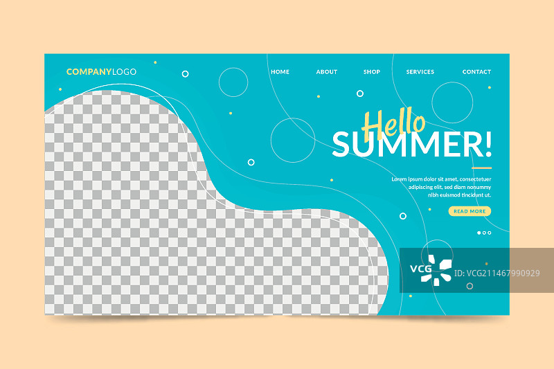 你好夏天主题宣传页，含海滩照片图片素材