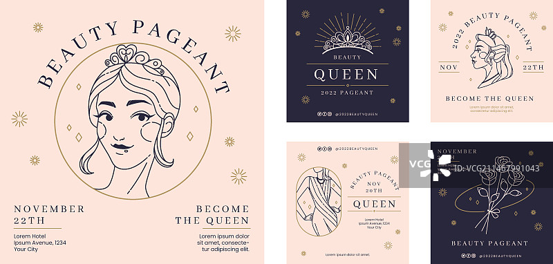 手绘选美比赛模板设计图片素材