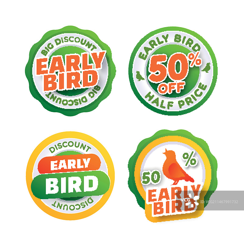 渐变早鸟标签合集图片素材