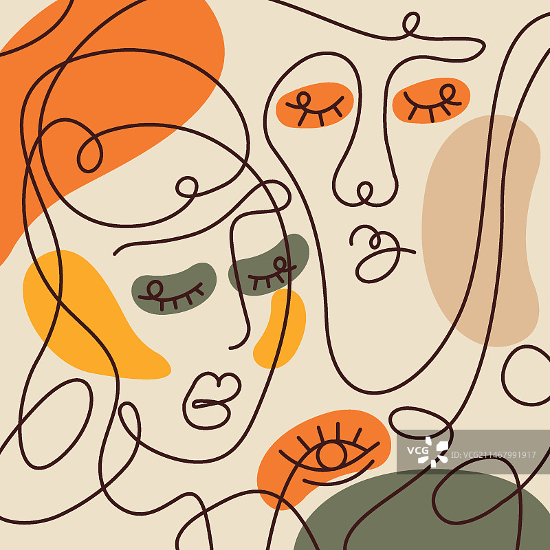 扁平风格毕加索风格插画图片素材