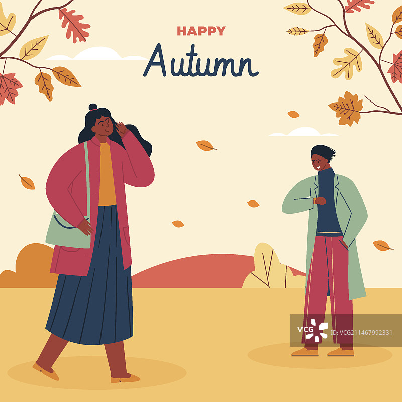 扁平风格秋季庆典插画图片素材