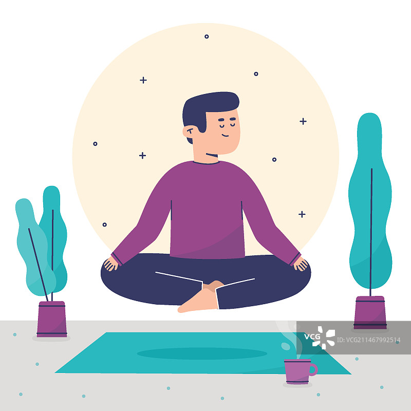 冥想概念插画图片素材