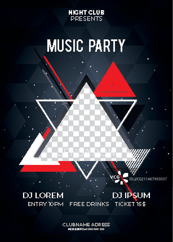 带照片的抽象音乐海报设计图片素材