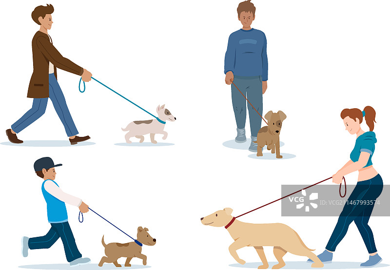 人们在遛狗图片素材