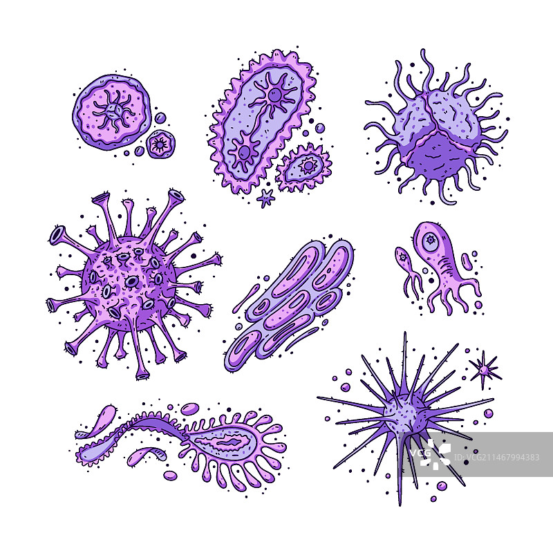 手绘病毒合集图片素材