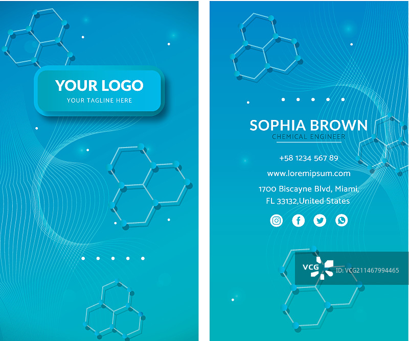 渐变科技竖版名片模板图片素材