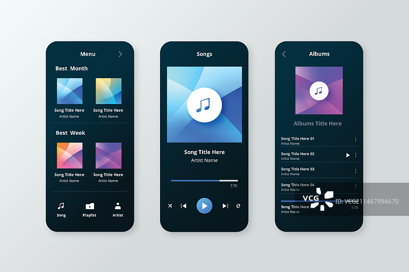 音乐播放器App界面概念设计图片素材