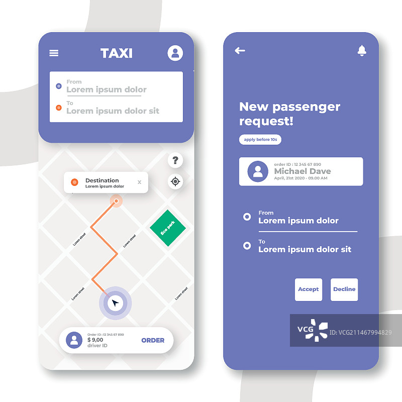 创意出租车App界面图片素材