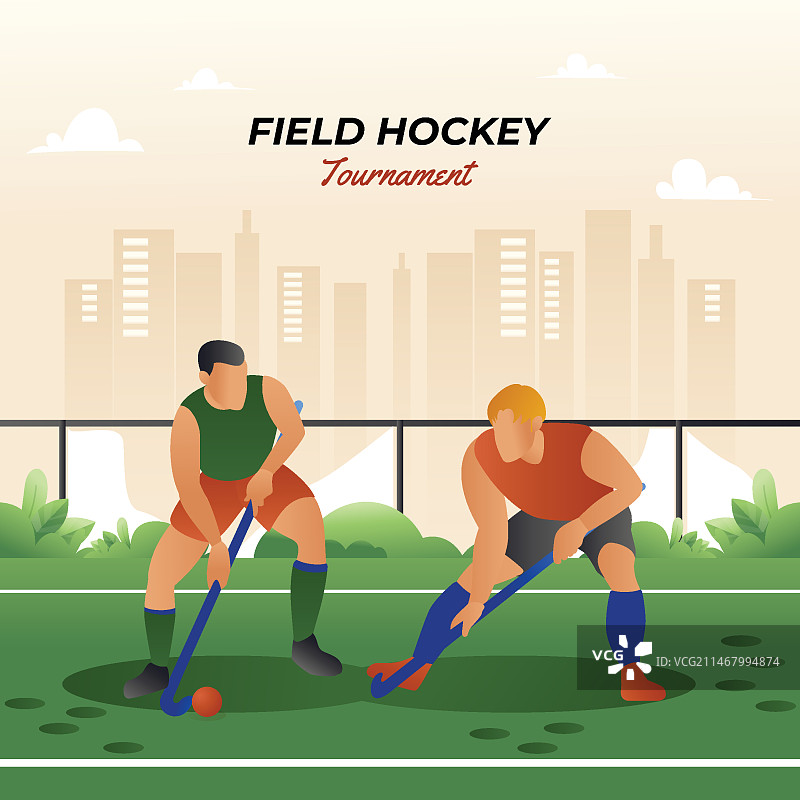 渐变曲棍球运动插画图片素材