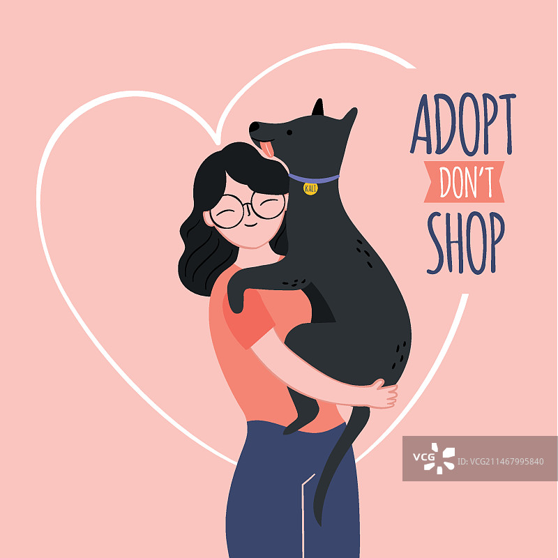 女人与狗的宠物领养图片素材