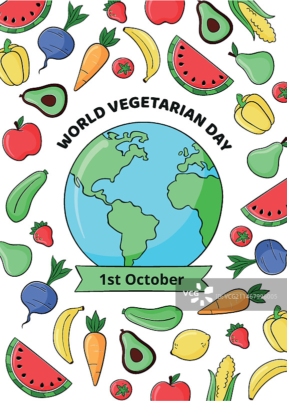 手绘世界素食日竖版海报模板图片素材