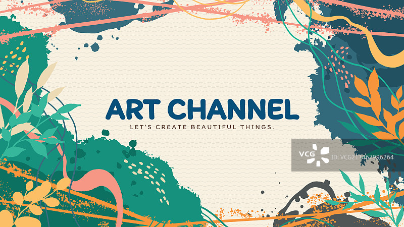 手绘扁平抽象图形YouTube频道封面图片素材