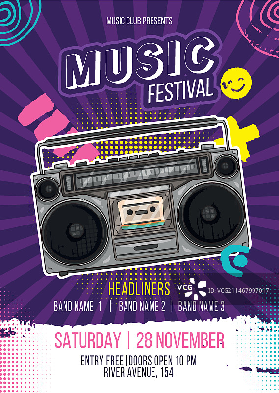 手绘彩色音乐节海报图片素材