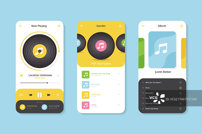 音乐播放器App界面模板图片素材